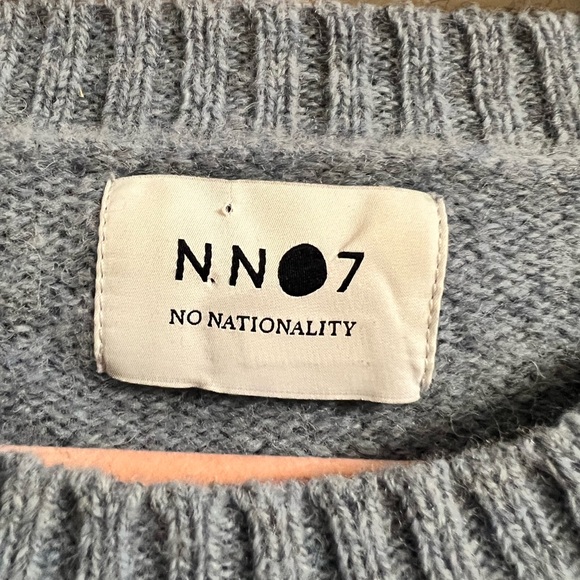 NNO7 No Nationality NATHAN 100% Pure New WOOL SWEATER Light Blue Size XL - Picture 4 of 7